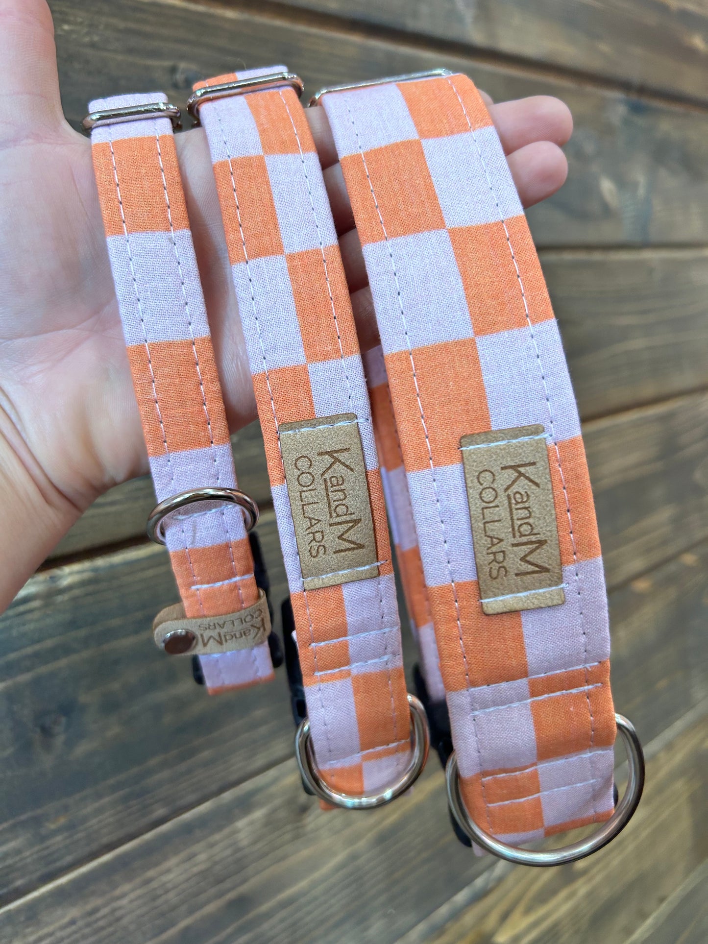 Pink & Orange Checkered Collars
