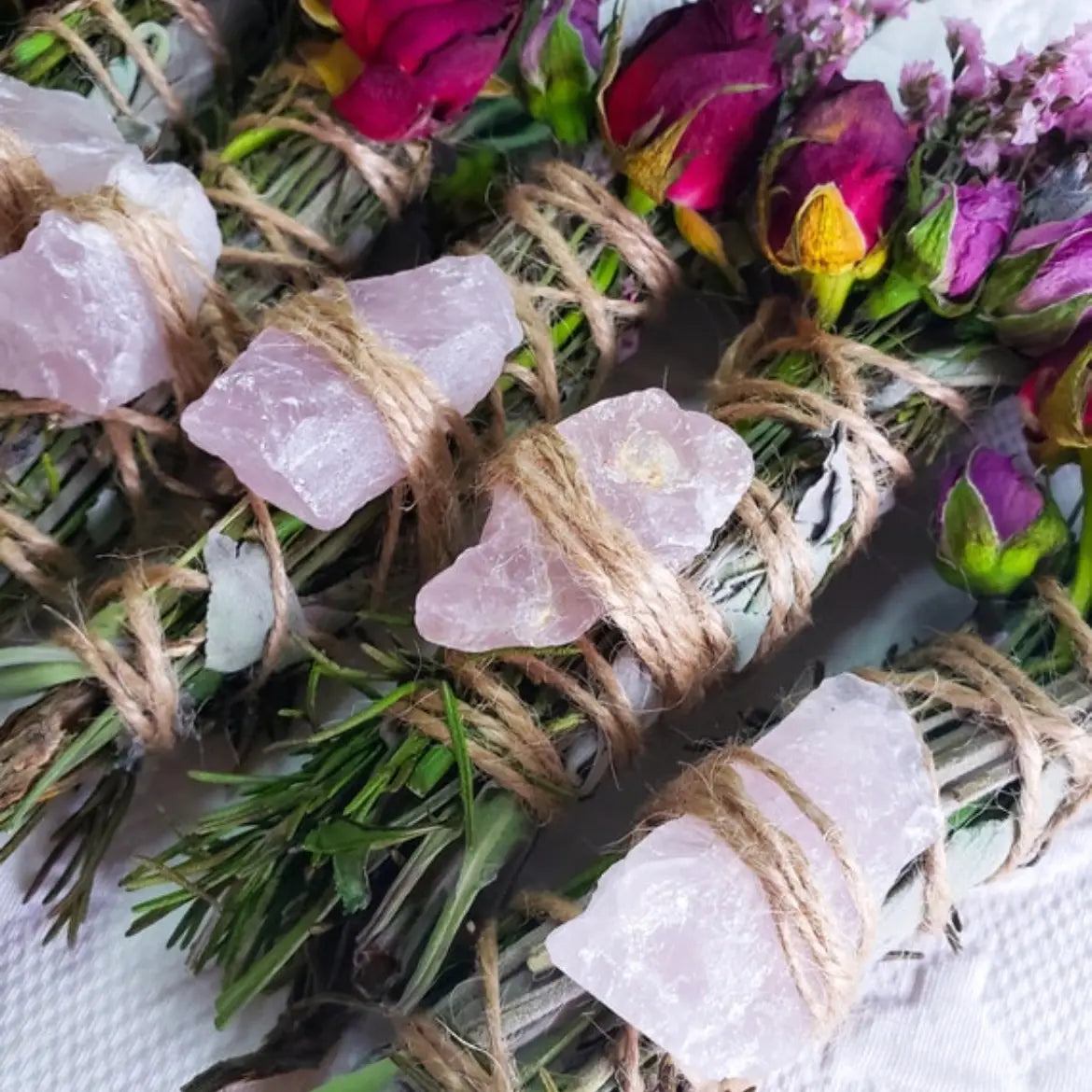 Smudge Stick- Rose Quartz, Rosemary, Sage and Lavender