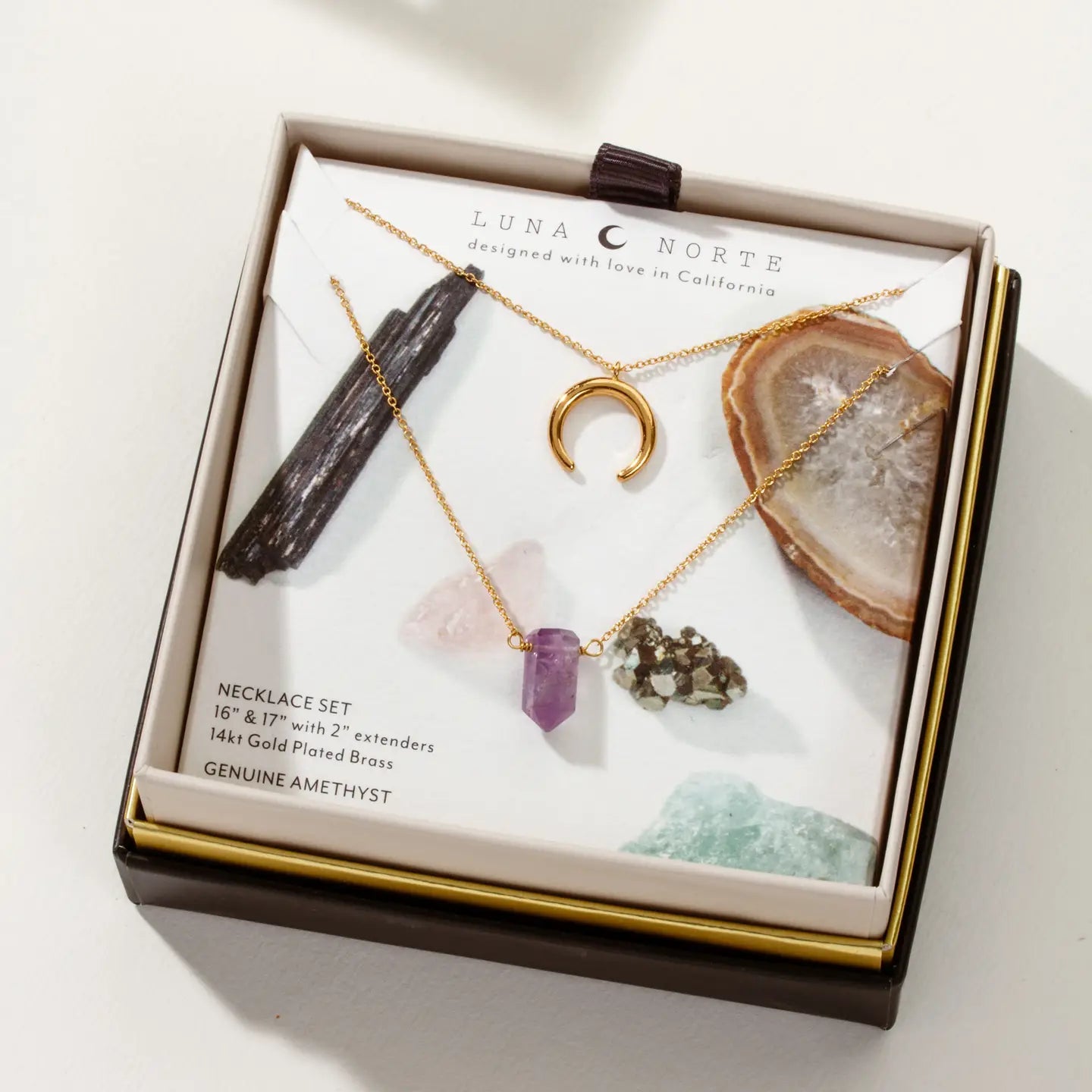 Amethyst Gemstone Point Necklace Set