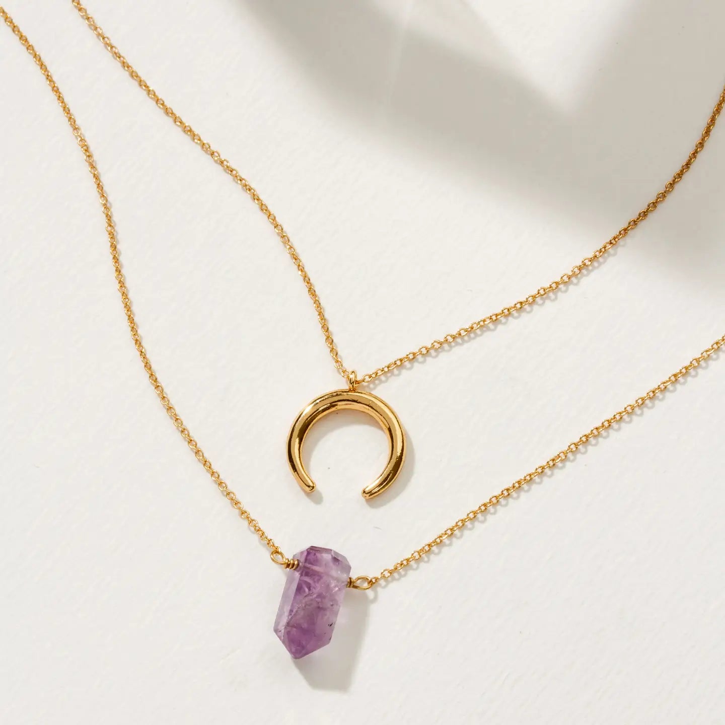 Amethyst Gemstone Point Necklace Set