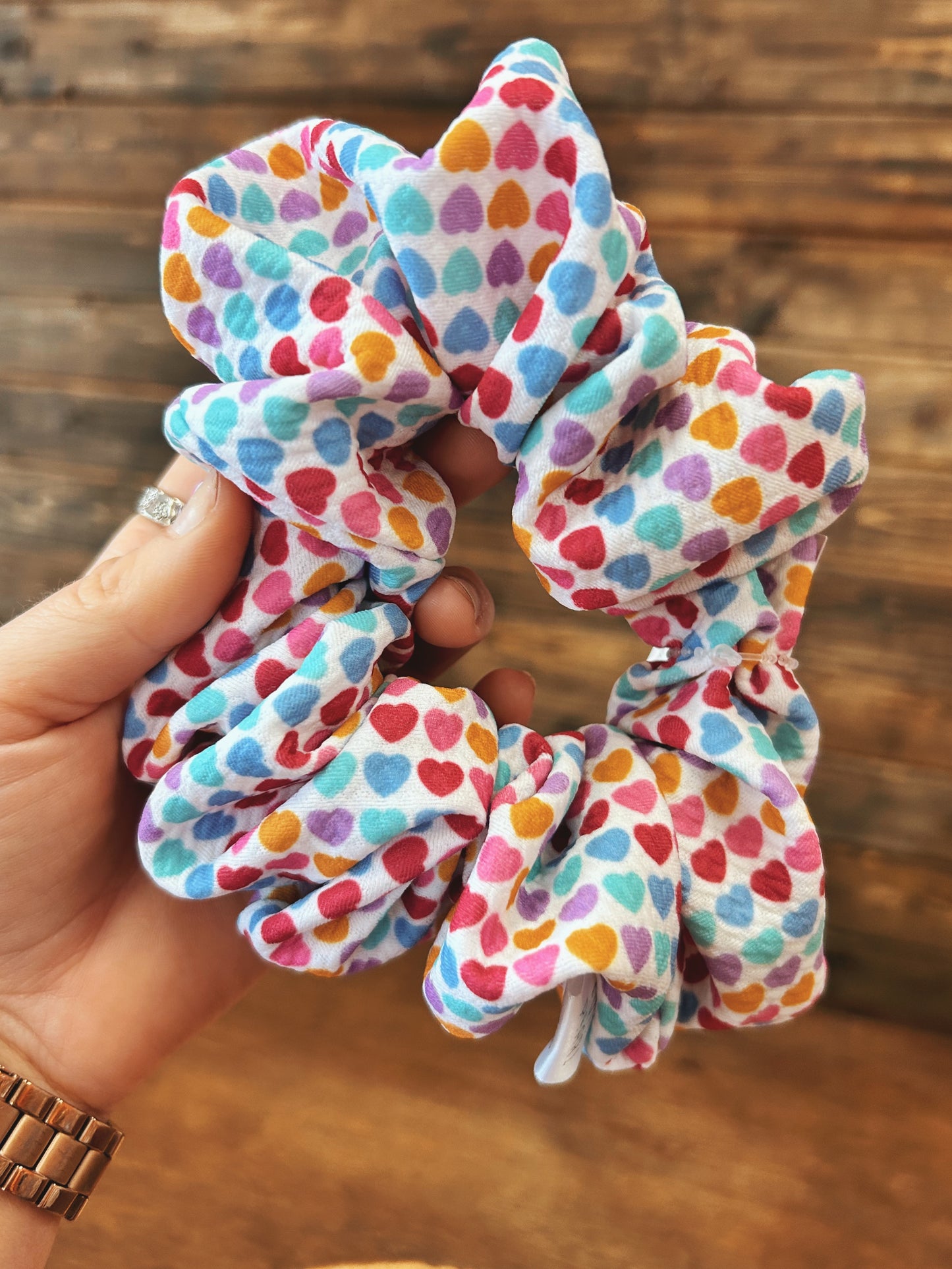 Rainbow Heart Oversized Scrunchy