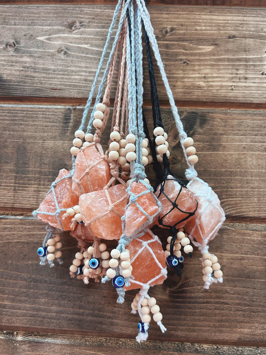 Himalayan Salt Rock Macrame Car Charm